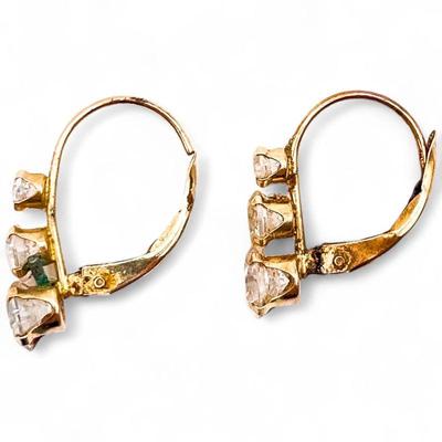 10K Gold Stacked Diamond Leverback Earrings