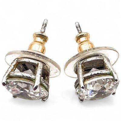 White Gold CZ Stud Earrings