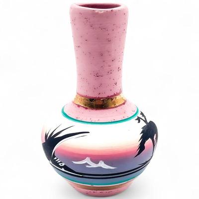 Etched Pastel Pottery Vase Signed ‚úSteve Navajo”