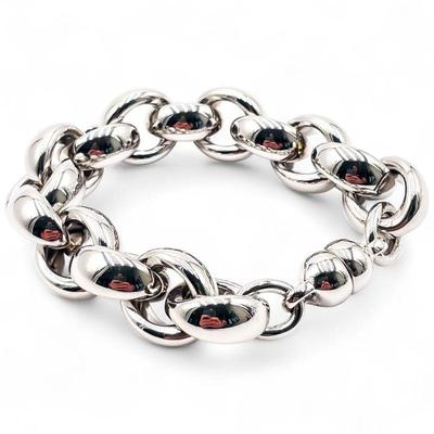 14K White Gold Resin-Filled Link Bracelet by Milor