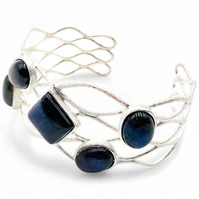 Sterling Silver Cuff Bracelet with Labradorite