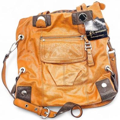 B. Makowsky Two-Tone Leather Shoulder Bag