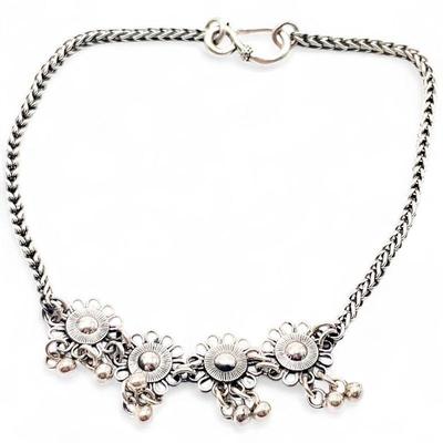 925 Sterling Silver Flower Anklet