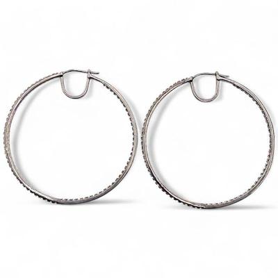 JCM 925 Sterling Silver and Cubic Zirconia Hoop Earrings