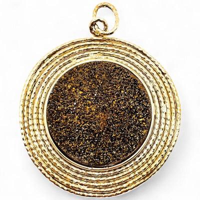 14K Italy Milor Gold Pendant with Textured Druzy Center