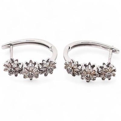 Sterling Silver Floral Hoop Earrings
