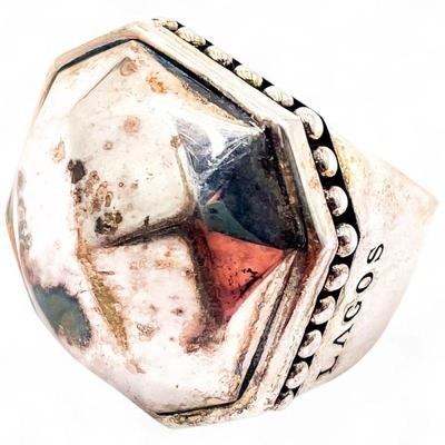 925 Sterling Silver and 18K Gold LAGOS Caviar Style Ring Size 7