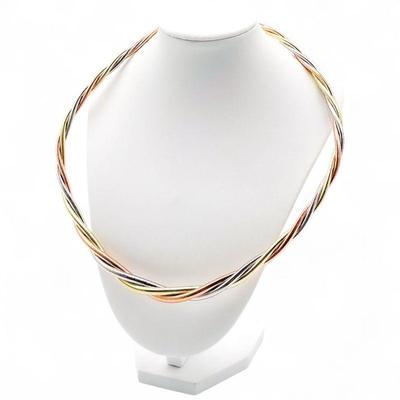 Tri-Color Braided Triple Strand Mesh Necklace