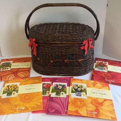 Wicker Basket And Pop Up Paper Flower Boquets 