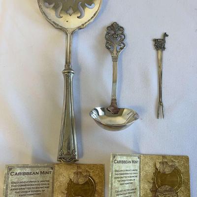 Sterling Silver + Sterling Handle Flatware & Caribbean Mint Coins