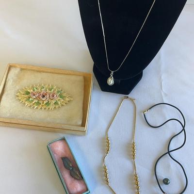 Costume Jewelry Mini Lot With Sterling Silver Brooch Pin