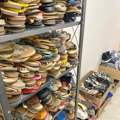 Sale Photo Thumbnail #67: OVER 700 pairs of Ladies SHOES, size 7.5 Sandals, Dressy, Casual, Flip flops, houseshoes, open and closed toe most have never been worn