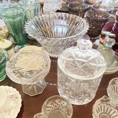 crystal biscuit barrel and candy dish