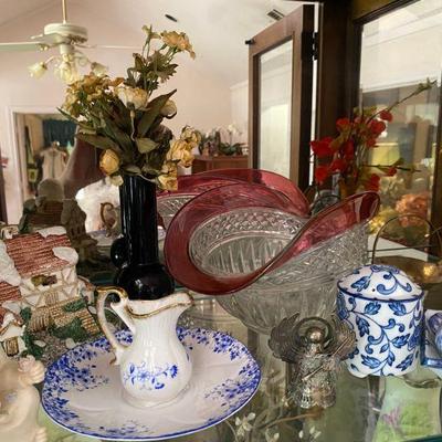 blue and white collectibles