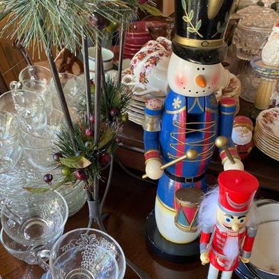 beautiful cut glass and Christmas decorations