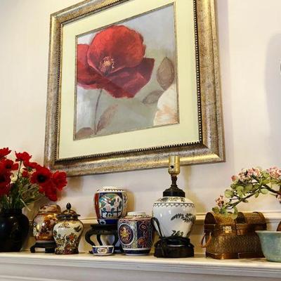 mantle decoratives including asian pieces