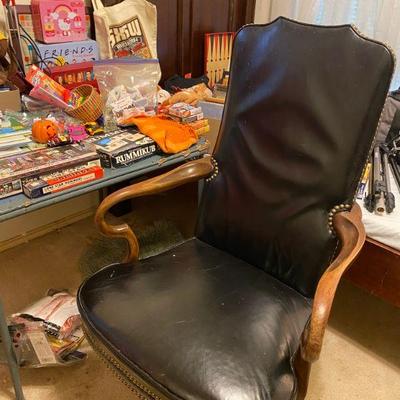 leather office chair studded and swivels