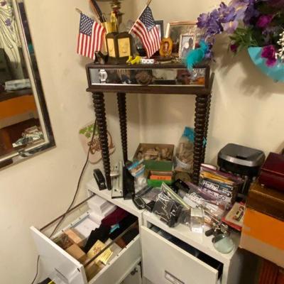 office supplies filing cabinets, hole punches, lamp, and more