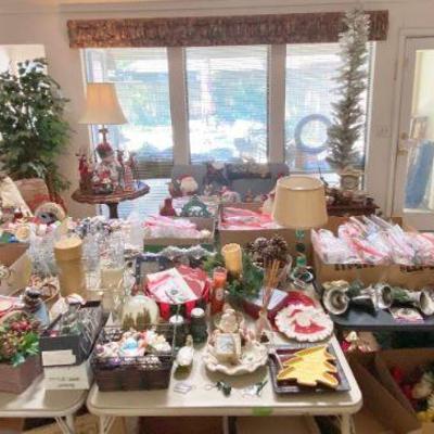 Christmas room filled with vintage to modern items