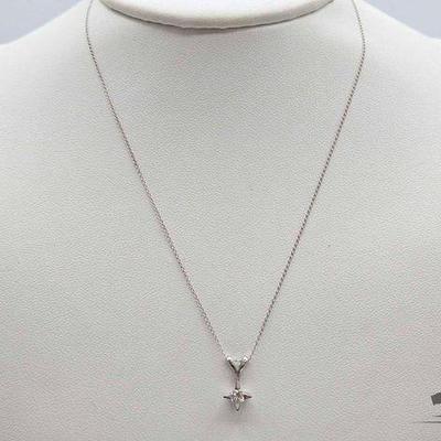 #764 • 14k White Gold Diamond Pendant Necklace, 1.4g
