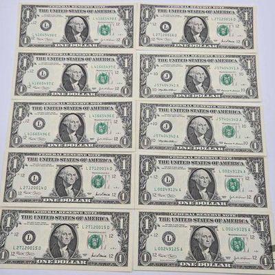 #1548 • (10) $1 Bills, 4 Sets in Sequence

