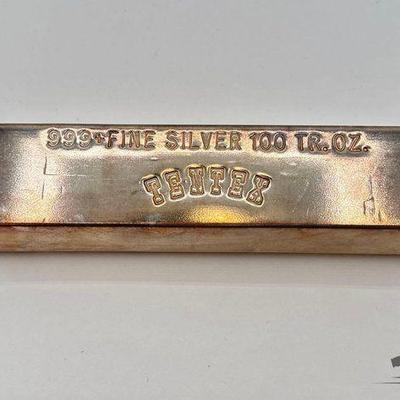 #1250 • .999 Fine Silver 100 TR. OZ. Tentex Bar
