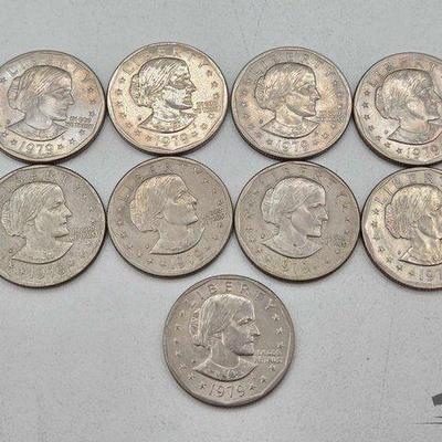 #1554 • (9) 1979 Susan B Anthony $1 Dollar Coins
