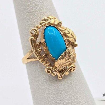 #726 • 14k Sleeping Beauty Turquoise Ring, 3.7g
