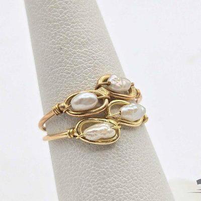 #754 • (2) 14k Gold and Pearl Rings, 1.9g
