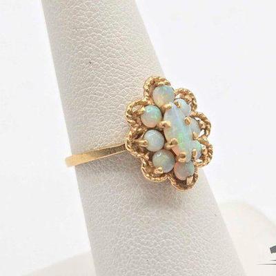 #734 • 14k Gold and Opal Cluster Ring, 3.1g
