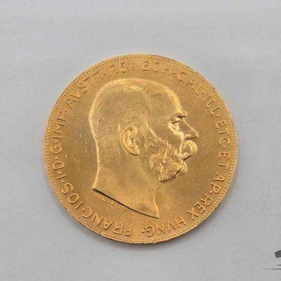 #1204 • 1915 Australian 100 Corona Gold Coin, 33.8g
