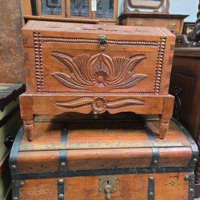 #2054 • (2) Wooden Trunks
