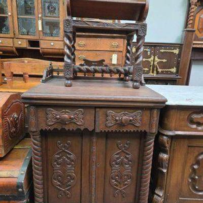 #2056 • Wooden Cabinet, Stool & Bench
