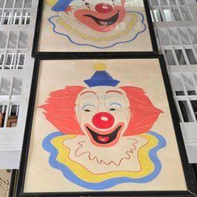#2270 • (2) Framed Clown Drawings
