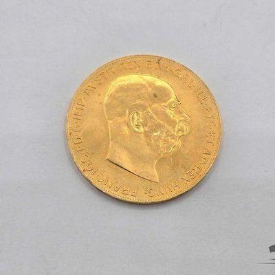 #1206 • 1915 Australian 100 Corona Gold Coin, 33.8g

