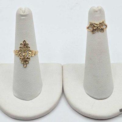 #742 • (2) 14k Gold Filigree Rings, 2.6g

