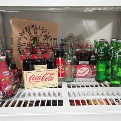 #2350 • (62) Glass Soda Bottles & Coca Cola Clock Face Print

