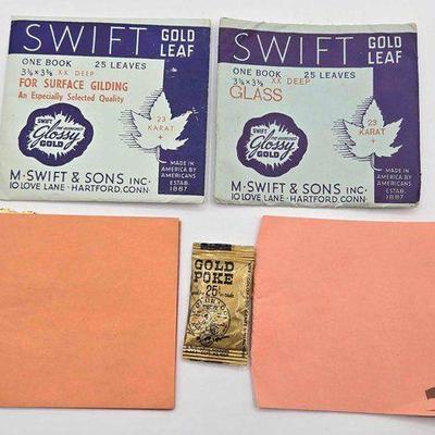 #1232 • (2) Swift Gold Leaf Books & Gold Poke Bag
