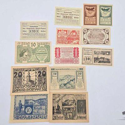 #1716 • (13) Austrian Banknotes
