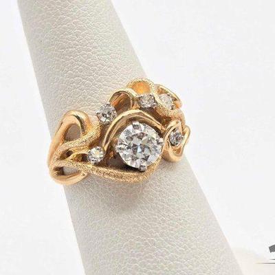 #716 • 14k Gold and Diamond Freeform Ring, 6.1g
