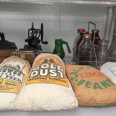 #2338 • Coffee Grinder, Glass Milk Bottles & More
