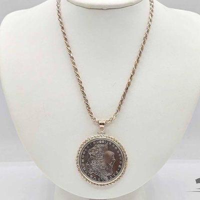 #1304 • 1880 Morgan Silver Dollar on Stainless Steel Necklace, 46.1g
