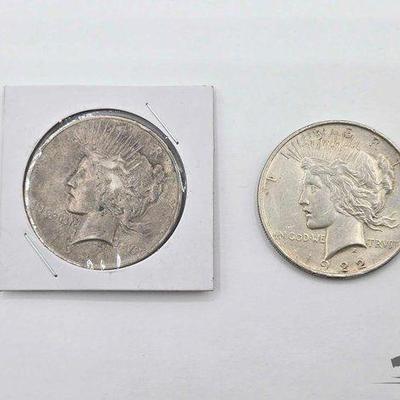 #1302 • (2) Silver Peace Dollars
