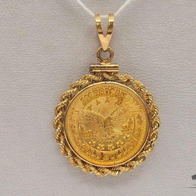 #1220 • American Gold Bullion Coin with 14k Bezel Pendant, 5.3g
