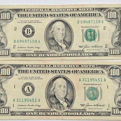 #1530 • (2) 1985 $100 Bill
