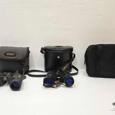 #1908 • (2) Binoculars, (2) Cases and (1) Bag
