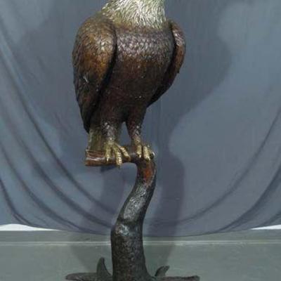 SPECTACULAR MONUMENTAL ORIGINAL BRONZE SCULPTURE OF BRONZE EAGLE ON BRANCH "SPIRIT OF AMERICA"
