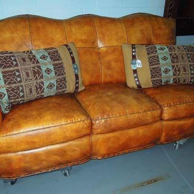 VERY FINE DESIGNER"HANCOCK & MOORE" RANCHERO SOFA WITH DISTRESSED LEATHER