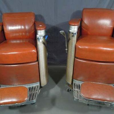 PAIR KOKEN PRESIDENTIAL BARBER CHAIRS