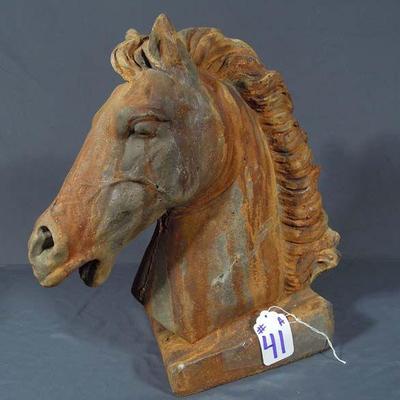 HEAVY VINTAGE CAST IRON BUST OF HORSE